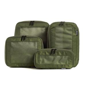 Aerotrunk Compression Packing Cubes for Travel - Luggage Organizer Bags - Double Zipper Packing Cubes for Suitcases (4-Pack, Olive Green)