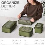 Aerotrunk Compression Packing Cubes for Travel - Luggage Organizer Bags - Double Zipper Packing Cubes for Suitcases (4-Pack, Olive Green)