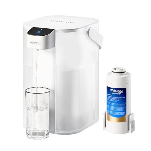Waterdrop Electric Water Filter Pitcher, Dispenser, 200-Gallon Countertop Water Purifier, NSF/ANSI 401&53&42&372, Reduce PFAS, Lead, Chlorine, 15-Cup, White, with 1 Filter, Does not Lower TDS