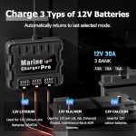 30A Waterproof Marine Battery Charger for 12V Boats