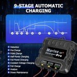 30A Waterproof Marine Battery Charger for 12V Boats