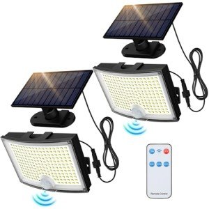 Solar LED Flood Lights with Remote Control - 2 Pack
