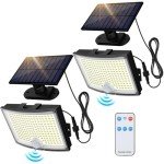Solar LED Flood Lights with Remote Control - 2 Pack