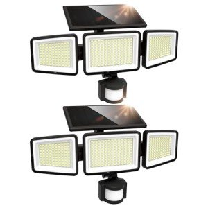 3-Head Solar Motion Sensor Flood Lights - 2 Pack
