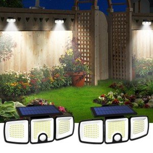 Motion Sensor Solar Lights with 3 Adjustable Heads