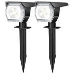 EIUIO Waterproof Solar Outdoor Spot Lights - 2 Pack