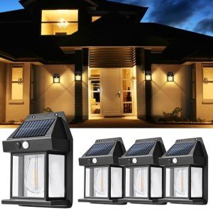 GIGALUMI Motion Sensor Solar Wall Lights, 4 Pack