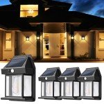 GIGALUMI Motion Sensor Solar Wall Lights, 4 Pack