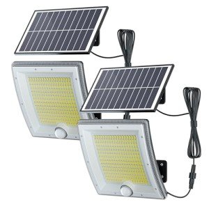 JACKYLED Waterproof Solar Motion Sensor Lights - 2-Pack