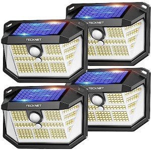 TECKNET 231 LED Waterproof Solar Motion Lights - 4 Pack