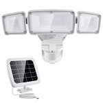 GLORIOUS-LITE Solar Security Lights 2400mAh LED Motion Sensor Light Outdoor, Rechargable 1600lm Solar Flood light, 5500-6000K, IP 65 Waterproof for Garage, Yard, Porch, Entryways - White