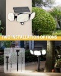 HAARAY Solar Motion Sensor Outdoor Lights with Stakes, 208 LED Super Bright IP65 Waterproof 3 Heads Solar Powered Security Flood Lights for Outside