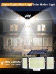 YOYONACY Solar Outdoor Lights, 2500LM 348 LED Motion Sensor Outdoor Lights with Remote, 3 Heads Solar Powered Flood Lights, IP65 Waterproof Security Detection Lights for Outside (4 Pack)