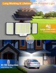 YOYONACY Solar Outdoor Lights, 2500LM 348 LED Motion Sensor Outdoor Lights with Remote, 3 Heads Solar Powered Flood Lights, IP65 Waterproof Security Detection Lights for Outside (4 Pack)