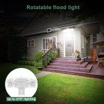 GLORIOUS-LITE Solar Security Lights 2400mAh LED Motion Sensor Light Outdoor, Rechargable 1600lm Solar Flood light, 5500-6000K, IP 65 Waterproof for Garage, Yard, Porch, Entryways - White