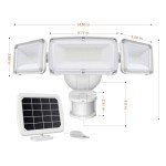 GLORIOUS-LITE Solar Security Lights 2400mAh LED Motion Sensor Light Outdoor, Rechargable 1600lm Solar Flood light, 5500-6000K, IP 65 Waterproof for Garage, Yard, Porch, Entryways - White