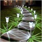 DenicMic Solar Lights Outdoor Solar Pathway Lights LED Waterproof Garden Lights Outdoor Stainless Steel Stake Lights Outdoor for Yard Path Walkway Driveway Lawn (Cold White 10Pack)