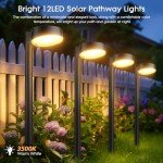 E-Kong 8 Pack Solar Pathway Lights Outdoor, Bright 12 LED Solar Lights Outdoor Waterproof for Yard, Over 12Hrs Long Lighting Solar Powered Garden Lights for Outside Walkway Patio Path Driveway