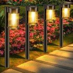 Solar Pathway Lights Outdoor, 10 Pack Metal & Glass Solar Lights Outdoor Waterproof Landscape Path Lights Solar Lights for Outside Yard Lawn Walkway Driveway Garden Decor