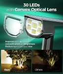 Airmee Solar Outdoor Lights for Outside, ‎30 LED Spotlights IP68 Waterproof, 3 Modes Solar Landscape Lights 40000H Lifespan, Auto On/Off Garden Lights for Yard/Pathway, Warm White 6 Pack