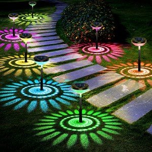 Bright Solar Pathway Lights 6 Pack,Color Changing+Warm White LED Solar Lights Outdoor,IP67 Waterproof Solar Path Lights,Solar Powered Garden Lights for Walkway Yard Backyard Lawn Landscape Decor