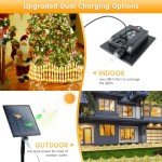 Hopolon 4 Pack Solar Garden Fence Lights Outdoor,11.1in (H) X 4.6ft (L) 144 Led Lighted White Picket Fence Border Solar Powered with Remote,Decorative Fence Christmas Lights for Tree Yard Pet Barrier