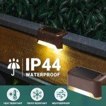 GIGALUMI Solar Deck Lights Outdoor, 16 Pack Waterproof LED Solar Lights for Stairs, Step, Fence, Railing, Yard and Patio (Cool White)