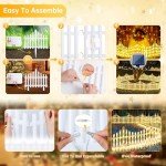 Hopolon 4 Pack Solar Garden Fence Lights Outdoor,11.1in (H) X 4.6ft (L) 144 Led Lighted White Picket Fence Border Solar Powered with Remote,Decorative Fence Christmas Lights for Tree Yard Pet Barrier