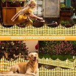 Hopolon 4 Pack Solar Garden Fence Lights Outdoor,11.1in (H) X 4.6ft (L) 144 Led Lighted White Picket Fence Border Solar Powered with Remote,Decorative Fence Christmas Lights for Tree Yard Pet Barrier