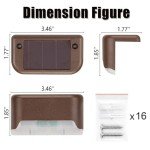 GIGALUMI Solar Deck Lights Outdoor, 16 Pack Waterproof LED Solar Lights for Stairs, Step, Fence, Railing, Yard and Patio (Cool White)