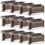 PATIOWIN Solar Step Lights 12 Pack, Solar Powered Deck Lights of Waterproof LED for Stairs, Fence, Yard, Patio, and Pathway (Warm White)