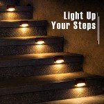 PATIOWIN Solar Step Lights 12 Pack, Solar Powered Deck Lights of Waterproof LED for Stairs, Fence, Yard, Patio, and Pathway (Warm White)