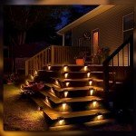 PATIOWIN Solar Step Lights 12 Pack, Solar Powered Deck Lights of Waterproof LED for Stairs, Fence, Yard, Patio, and Pathway (Warm White)