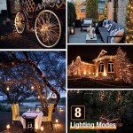4 Pack Solar String Lights Outdoor - 320LED 132FT Solar Fairy Lights Waterproof 8 Modes, Copper Wire Solar Powered Twinkle Lights for Outside Tree Garden Christmas Wedding Party Decor (Warm White)