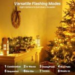 cshare Solar Fairy Lights Outdoor Waterproof,16.4ft 50LED Solar String Lights for Outside 8 Modes 2 Packs for Christmas Halloween Holiday Patio Backyard Garden Deorations Warm White