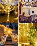 Minetom Solar String Lights for Outside, 33Ft 100 LED Outdoor Solar Fairy Lights, 8 Modes Balcony Lights for Tree Patio Christmas Party Wedding Decor (Warm White)