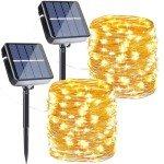 Joomer Solar Christmas Lights Outdoor, 2Pack Total 80FT 240LED 8 Modes Solar Fairy Lights, Waterproof String Lights for Christmas Decoration (Warm White)