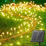 Brightown Solar Lights for Outside, 9.8Ft 120 LED Solar String Lights Outdoor Waterproof, 8 Modes Firecracker Balcony Lights for Tree Patio Christmas Party Wedding Decor (Warm White)