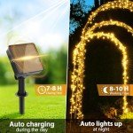 kolpop Solar Fairy Lights for Outside Waterproof, 3 Pack 96FT 240LED Solar Powered String Light Outdoor, 8 Modes Copper Wire Solar Twinkle Lighting for Tree Garden Yard Christmas(Warm White)