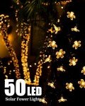 Solar String Lights for Outside，50 LED Solar Flower String Lights Outdoor Waterproof，Solar Powered Outdoor Decorative String Lights for Yard, Lawn, Fence, Flower Garden, Christmas Tree