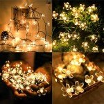 Solar String Lights for Outside，50 LED Solar Flower String Lights Outdoor Waterproof，Solar Powered Outdoor Decorative String Lights for Yard, Lawn, Fence, Flower Garden, Christmas Tree