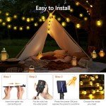 Flacchi Solar String Lights Outdoor Waterproof - 51 Feet Crystal Globe Patio Lights with 8 Lighting Modes for Garden Yard Porch Party Wedding Decor(Warm White)