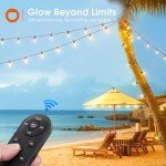 addlon 54(48+6) FT Solar String Lights Outdoor Waterproof with USB Port & Remote Control Solar Patio Lights Long Last for 20+Hrs Dimmable Solar Power LED Bulbs for Porch Garden Market Bistro