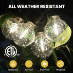 100FT Solar String Lights Outdoor Waterproof with Remote, G40 Solar Powered String Lights with 30+2 LED Shatterproof Bulbs, Dimmable Solar Patio Hanging Lights for Outside Backyard Party