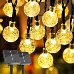 2 Pack Solar Lights Outdoor Waterproof, Total 72ft 120 LEDs Crystal Globe Lights with 8 Modes, Solar String Lights for Outside, Patio Porch Garden Yard Christmas Wedding Party Decor (Warm White)