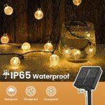 2 Pack Solar Lights Outdoor Waterproof, Total 72ft 120 LEDs Crystal Globe Lights with 8 Modes, Solar String Lights for Outside, Patio Porch Garden Yard Christmas Wedding Party Decor (Warm White)