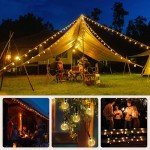 2 Pack Solar Lights Outdoor Waterproof, Total 72ft 120 LEDs Crystal Globe Lights with 8 Modes, Solar String Lights for Outside, Patio Porch Garden Yard Christmas Wedding Party Decor (Warm White)