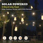 Stright 60FT Solar String Lights Outdoor Weatherproof with Remote, Solar Powered LED Edison Bulb 15 Sockets Outdoor String Lights for Outside Patio Backyard Fence Halloween Christmas Decorations
