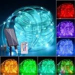 Nazuwke 33FT Solar Rope Lights Outdoor Waterproof, 18 Colors Changing Fairy String Light USB & Solar Powered with Remote, 100 LEDs Multicolor Trampoline Light Rope Lighting for Outside Christmas Party