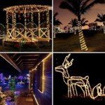 IJG Christmas Solar Rope Lights Outdoor Waterproof,66FT 200 LED 8 Modes and Timer Clear Tube Trampoline Lights, Solar and Battery Operate Double Function for Outside(Warm White)